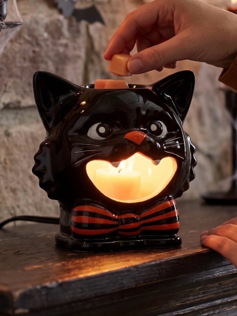 Vintage Style Halloween Black Cat Electric Scent Warmer